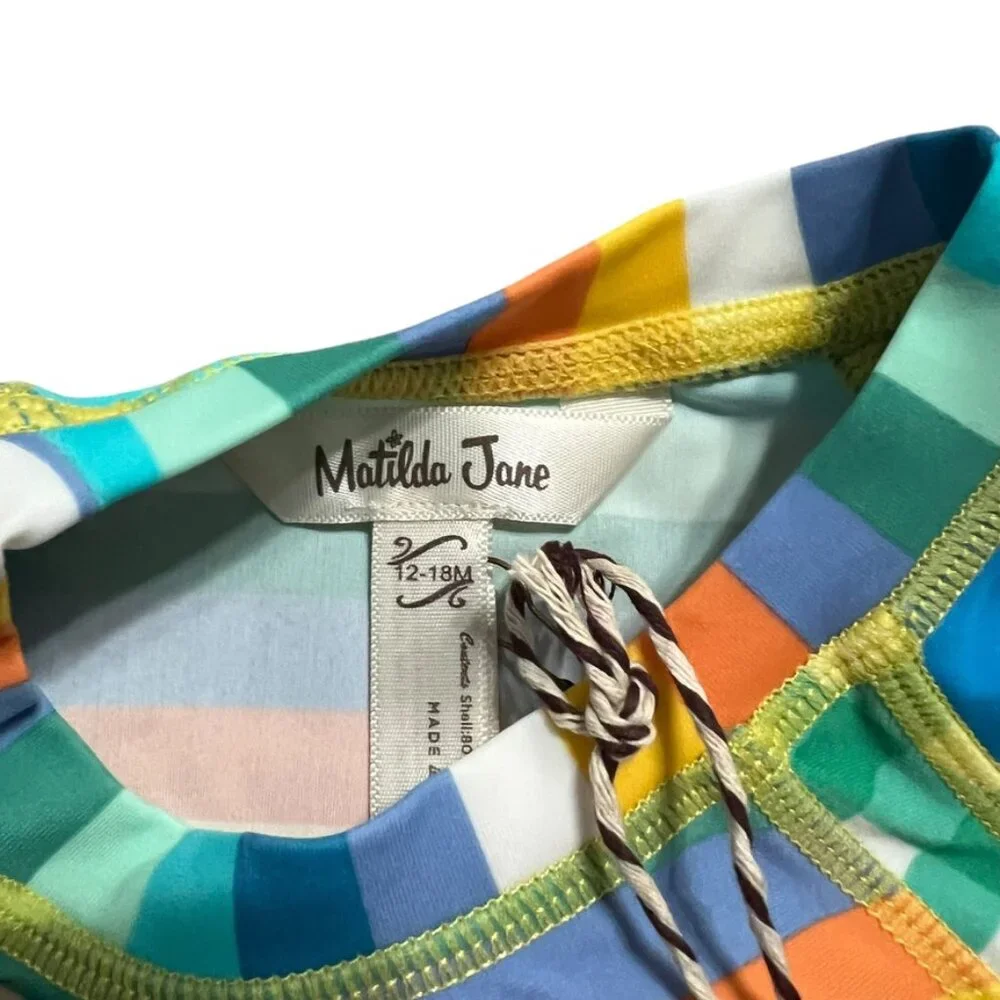 NEW Matilda Jane 12-18m or 8Y Let’s Go Together Undercover Swim Rashguard Stripe